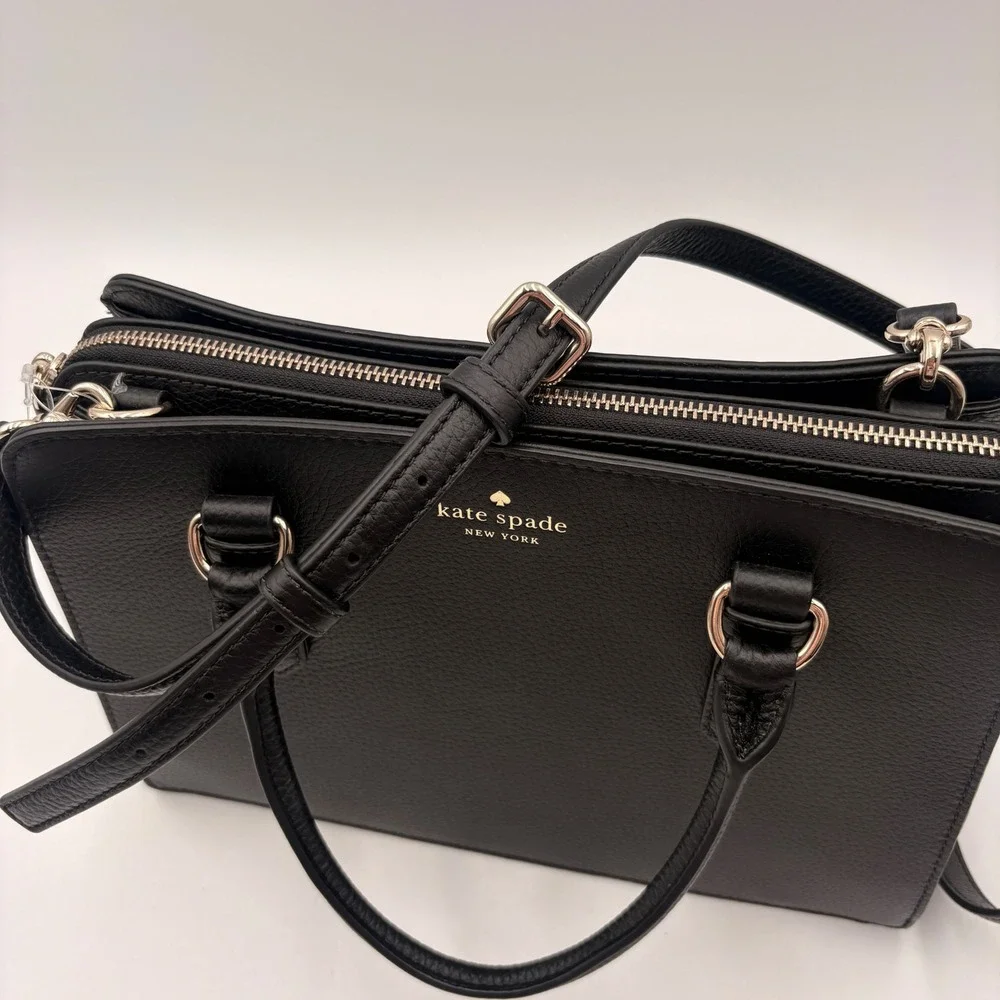 Kate Spade Mulberry Street Lise Black Pebbled Leather Satchel Bag K1115 NWT